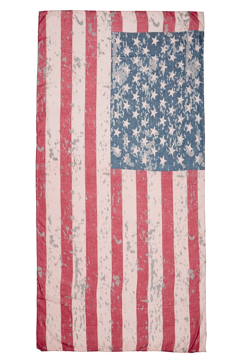 'American Flag' Oblong Scarf, Alternate, color, RED MULTI