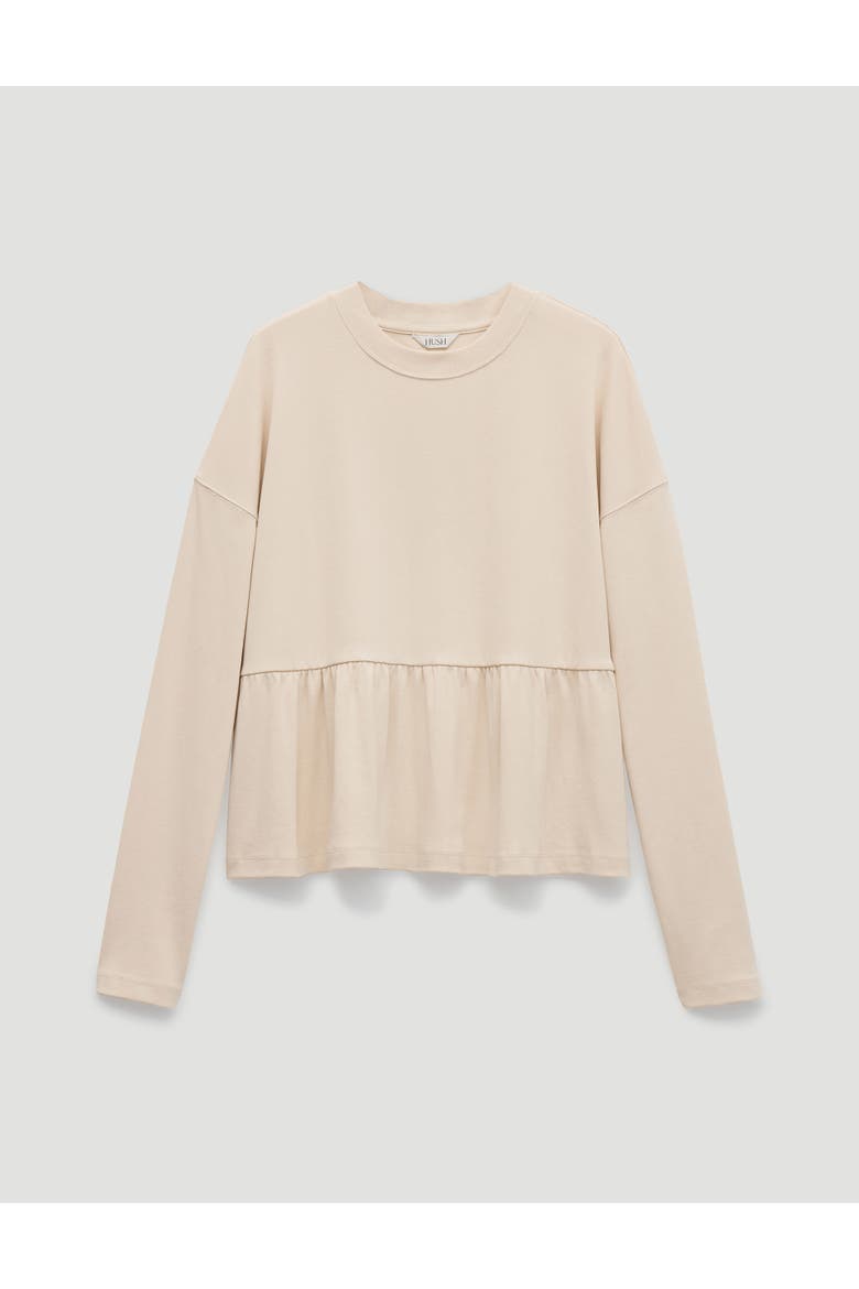 Sana Peplum Jersey Top, Alternate, color, Almond