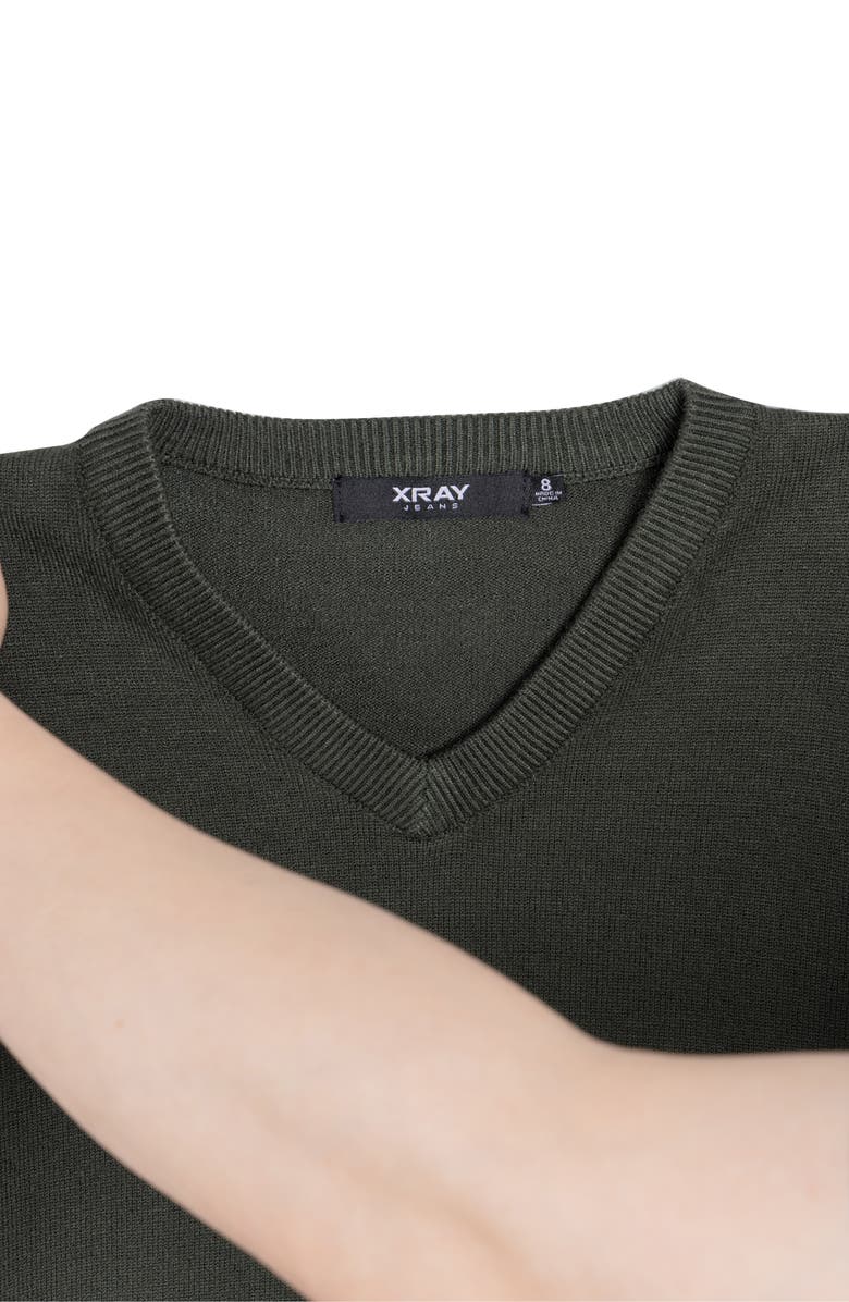 XRAY Kids' Basic V-Neck Sweater, Alternate, color, Olive