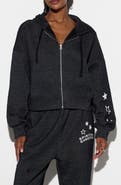 Spiritual Gangster Luna Shimmer Cotton Blend Zip Graphic Hoodie