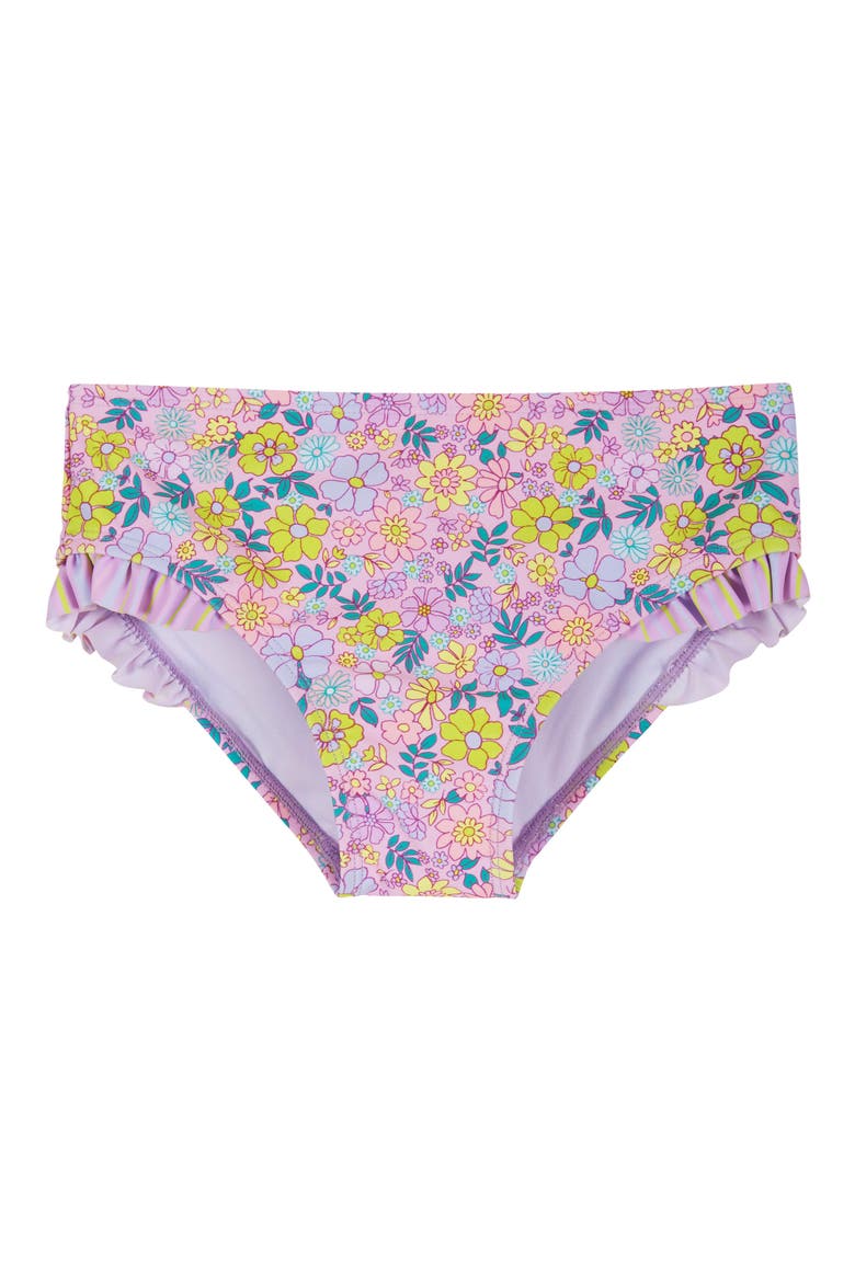 Kids' Floral Ruffle Two-Piece Swimsuit & Headband Set, Alternate, color, PURPLE FLORAL