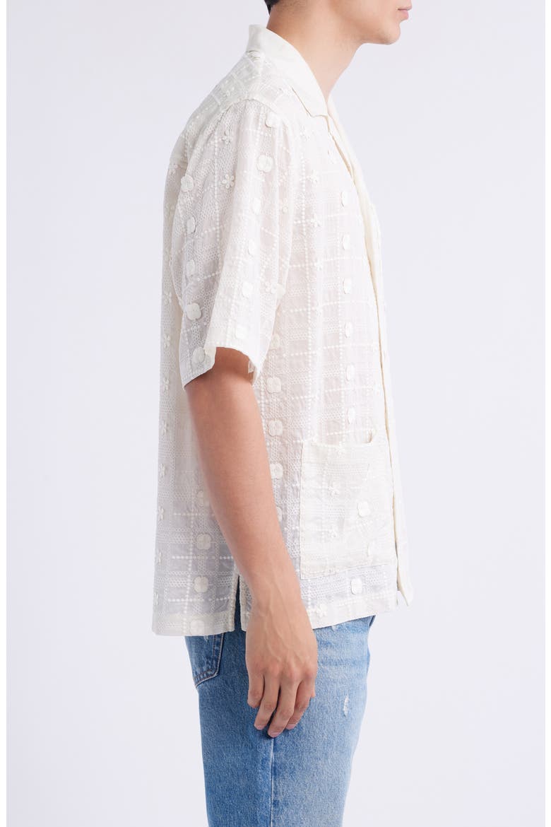Ben 5026 Textured Short Sleeve Button-Up Shirt, Alternate, color, IVORY