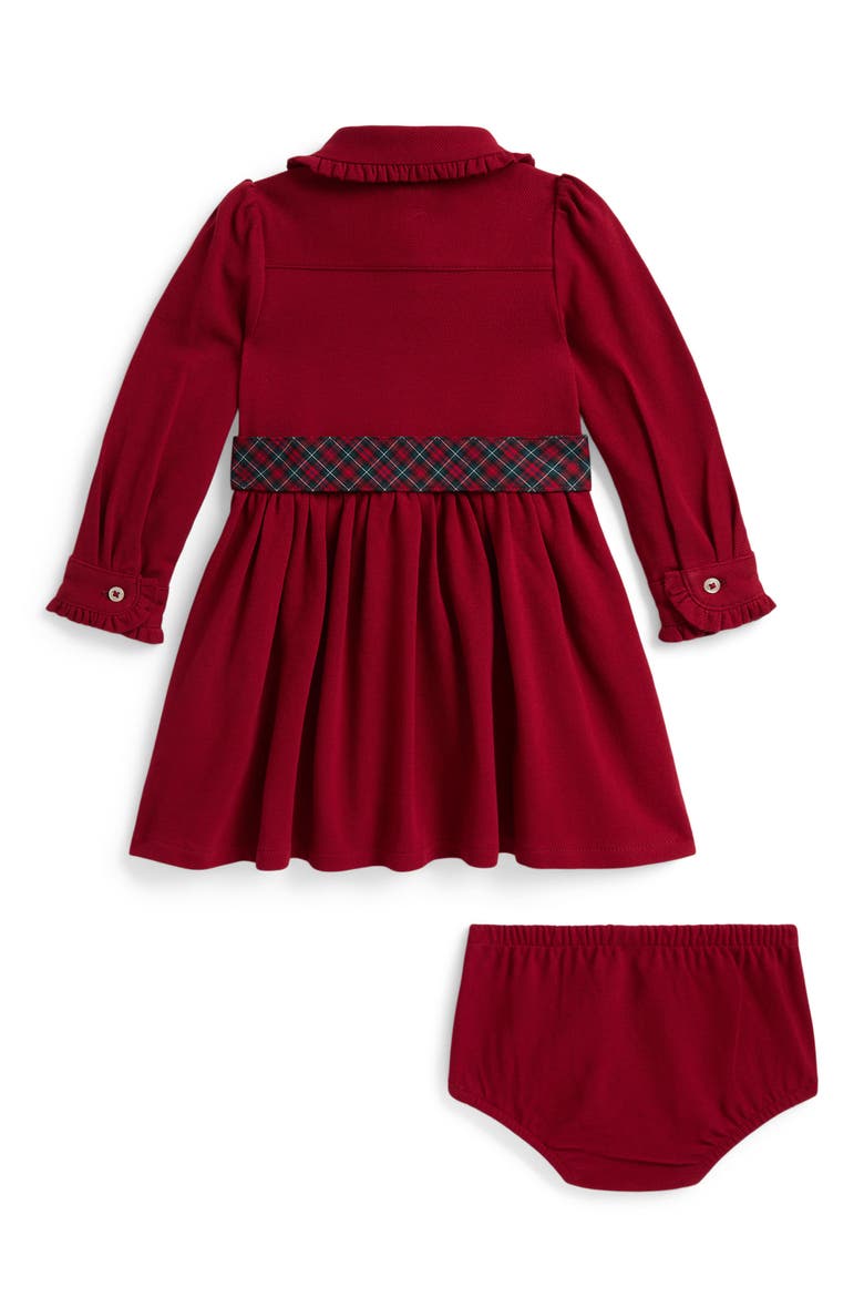 Kids' Belted Cotton Mesh Shirtdress & Bloomers Set, Alternate, color, EATON RED