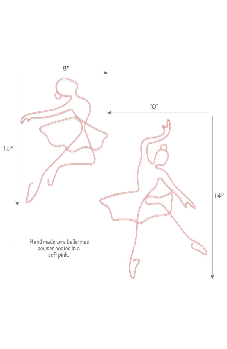 Lambs & Ivy Ballerina Baby 2-Piece Ballet Dancers Wire Wall Decor, Alternate, color, Pink