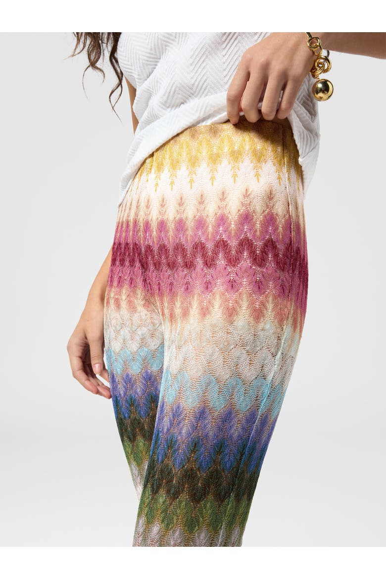 Flare Viscose Trousers With Dégradé Lace Motif, Alternate, color, Multicoloured
