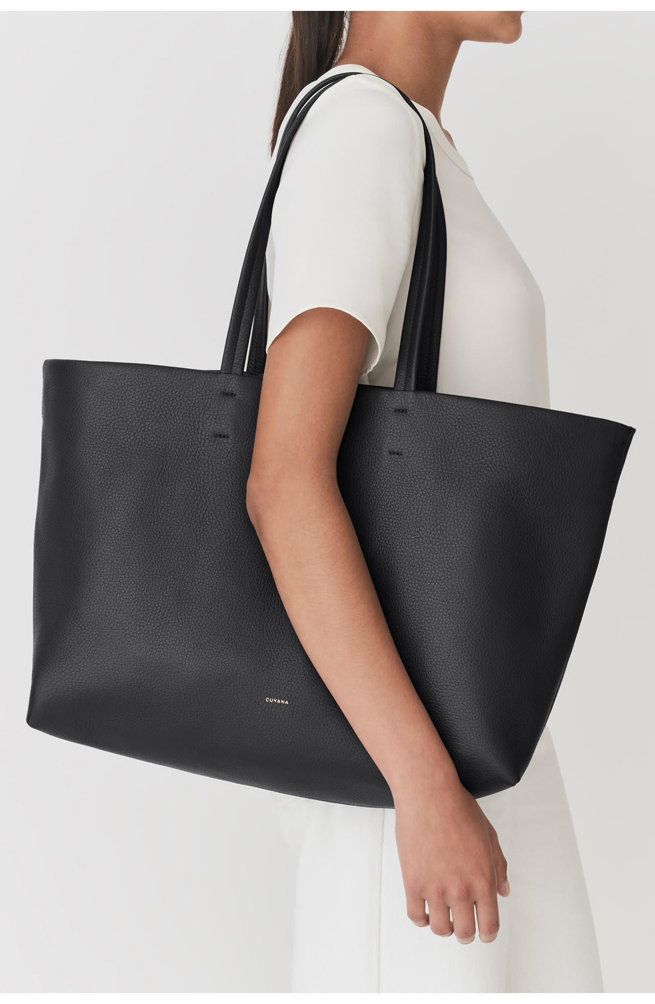 Classic Easy Leather Tote, Alternate, color, BLACK
