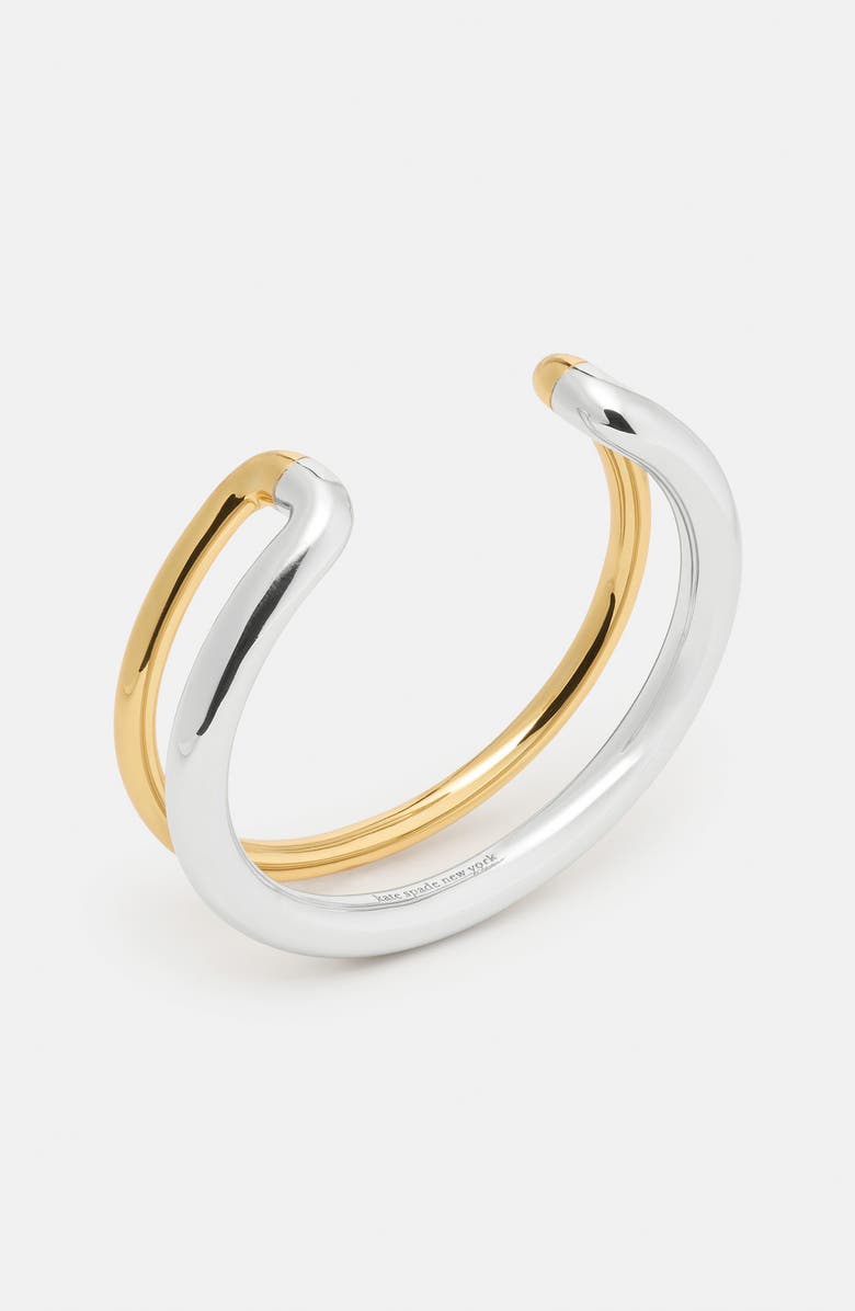 Kate Spade New York mixed metal cuff bracelet, Alternate, color, Silver Gold