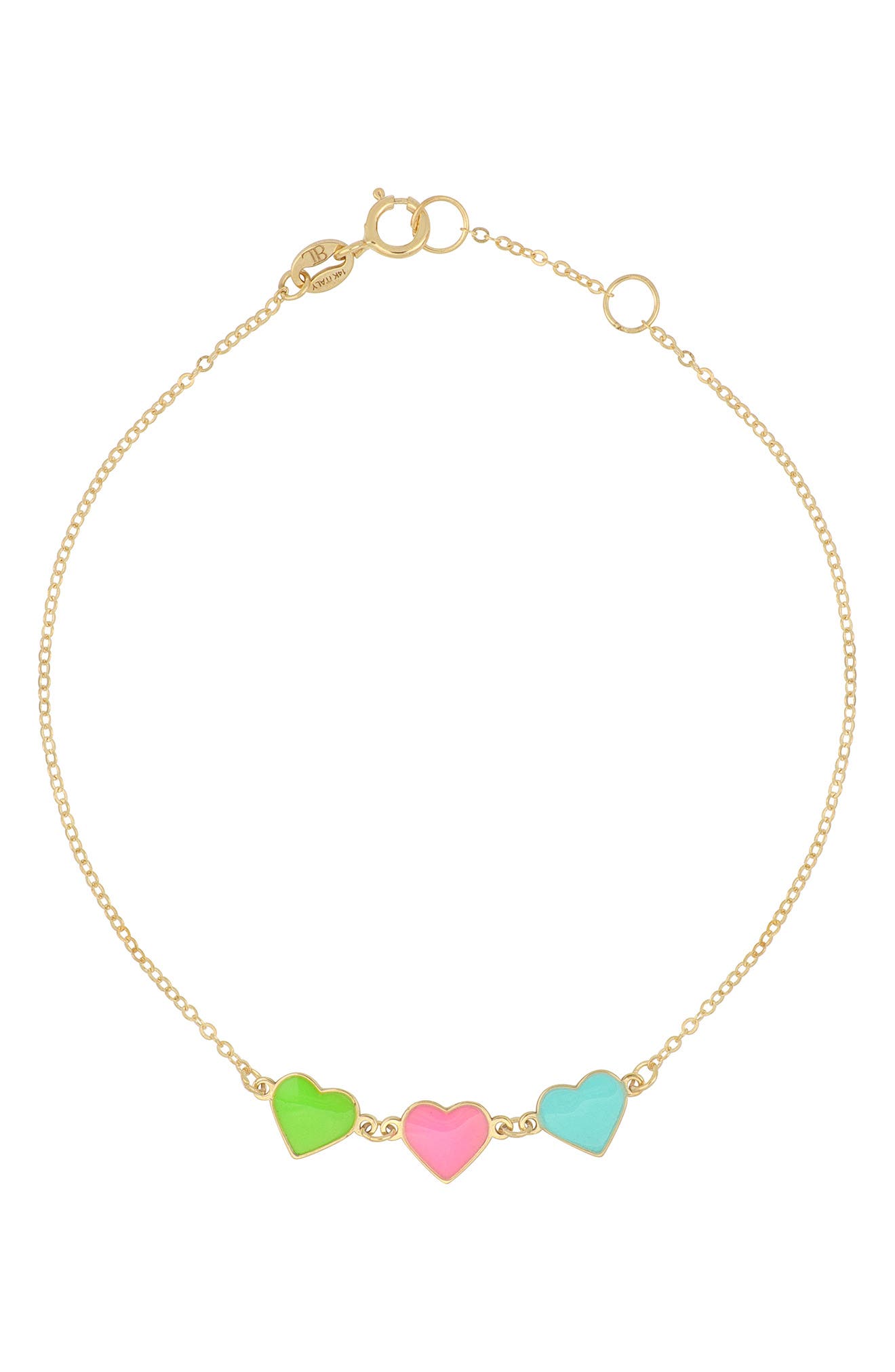 Bony Levy 14K Gold Enamel Heart Charm Bracelet