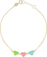 Bony Levy 14K Gold Enamel Heart Charm Bracelet
