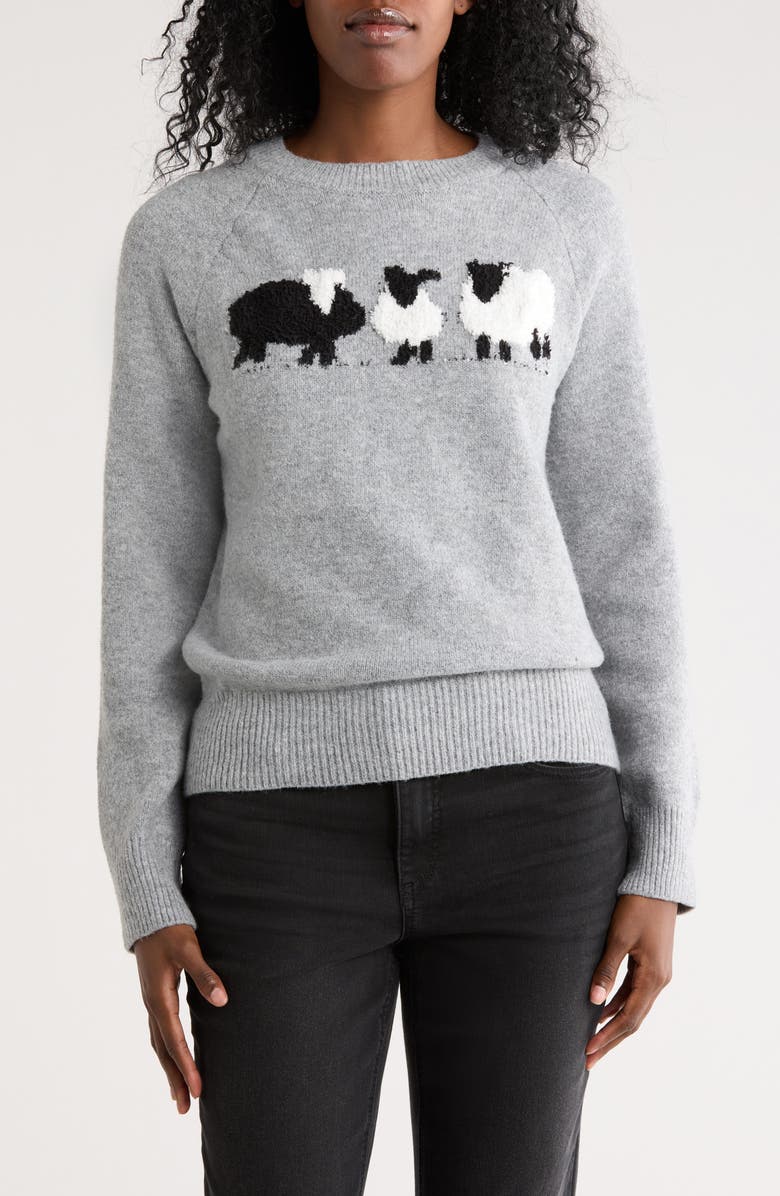 Bobeau Black Sheep Sweater, Main, color, Heather Grey