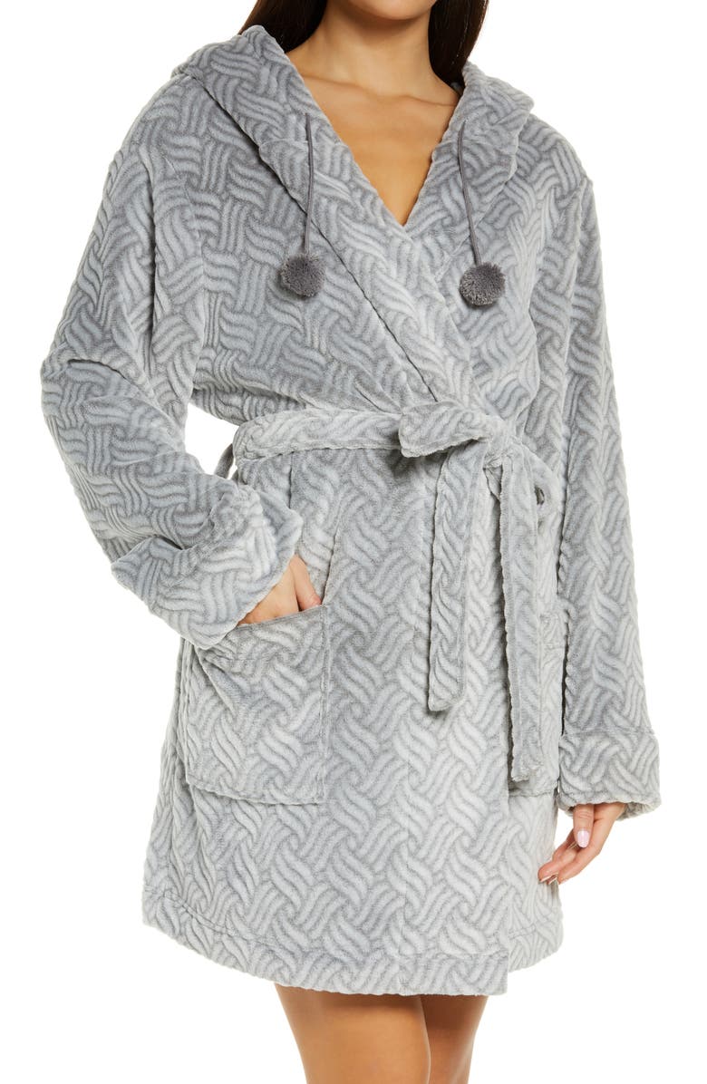 Honeydew Intimates Winter Night Hooded Fleece Short Robe, Main, color,