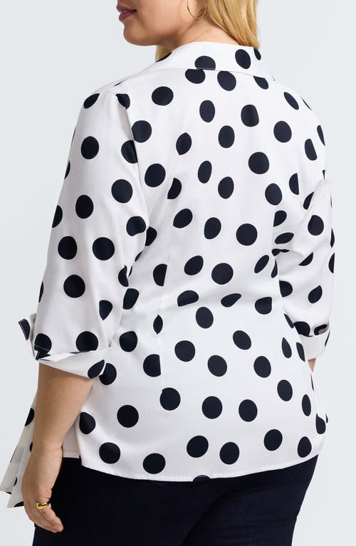 Foxcroft Salina Polka Dot Cotton Wrap Shirt In White