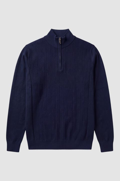 Men's Regular-fit Quarter-zip Mock Neck Sweater