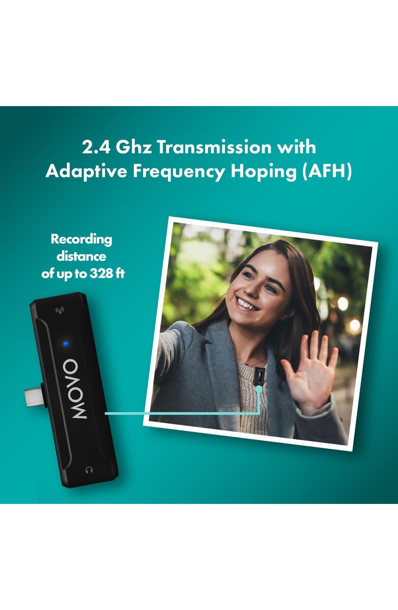 MOVO WMX-2-C Wireless Microphone for USB-C Devices, Alternate, color, Black