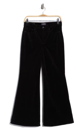 Nydj Mia Palazzo High Waist Ankle Flare Corduroy Pants In Black