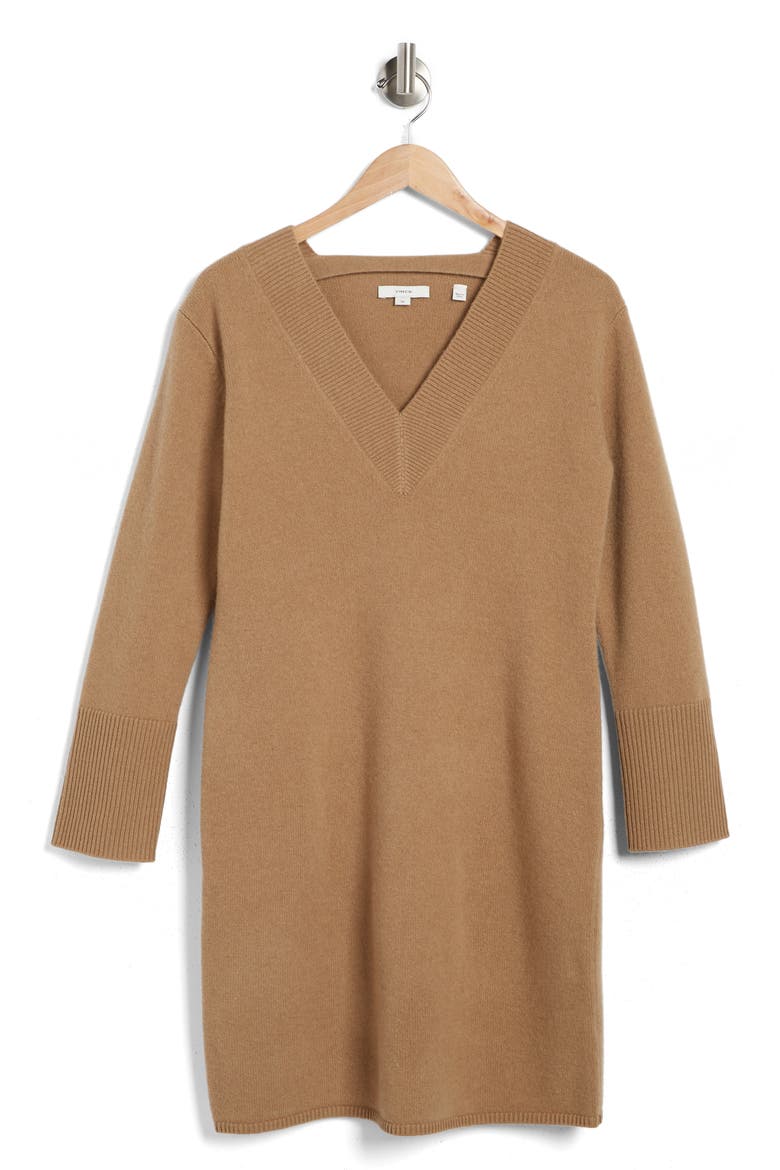 Wool & Cashmere Sweater Dress, Alternate, color, SAND SHELL