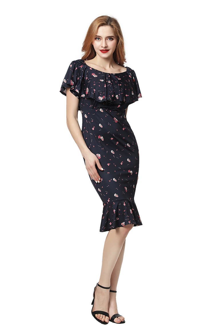 Flora Off the Shoulder Maternity Dress, Alternate, color, NAVY