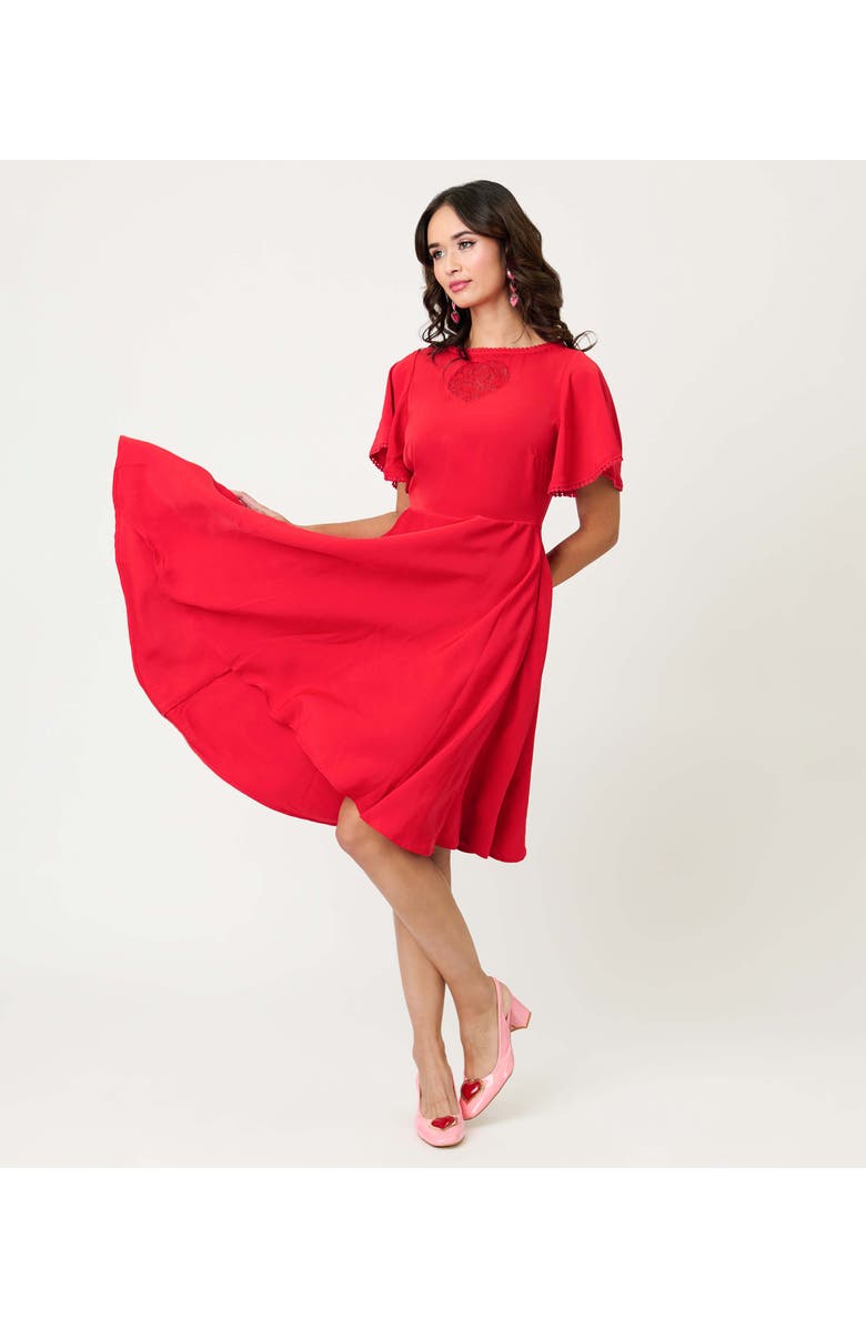 Unique Vintage 1930s Swing Dress, Main, color, Red Solid
