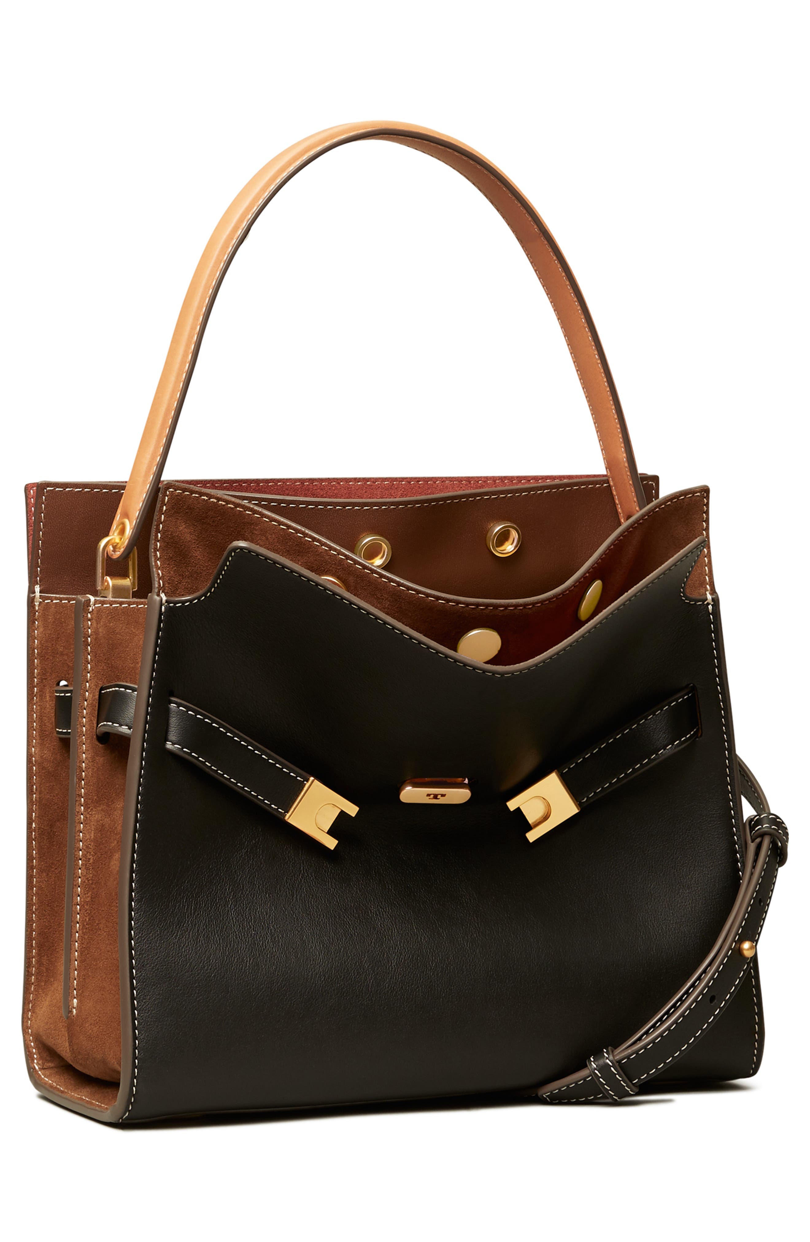 Tory Burch Lee Radziwill Small Leather Double Bag, Alternate, color, 