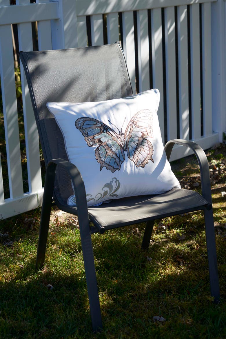 Green Malachite Butterfly Pillow, Alternate, color, Green