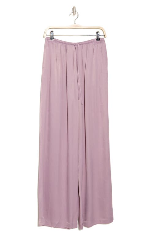Nordstrom Tie Front Satin Wide Leg Pants In Purple