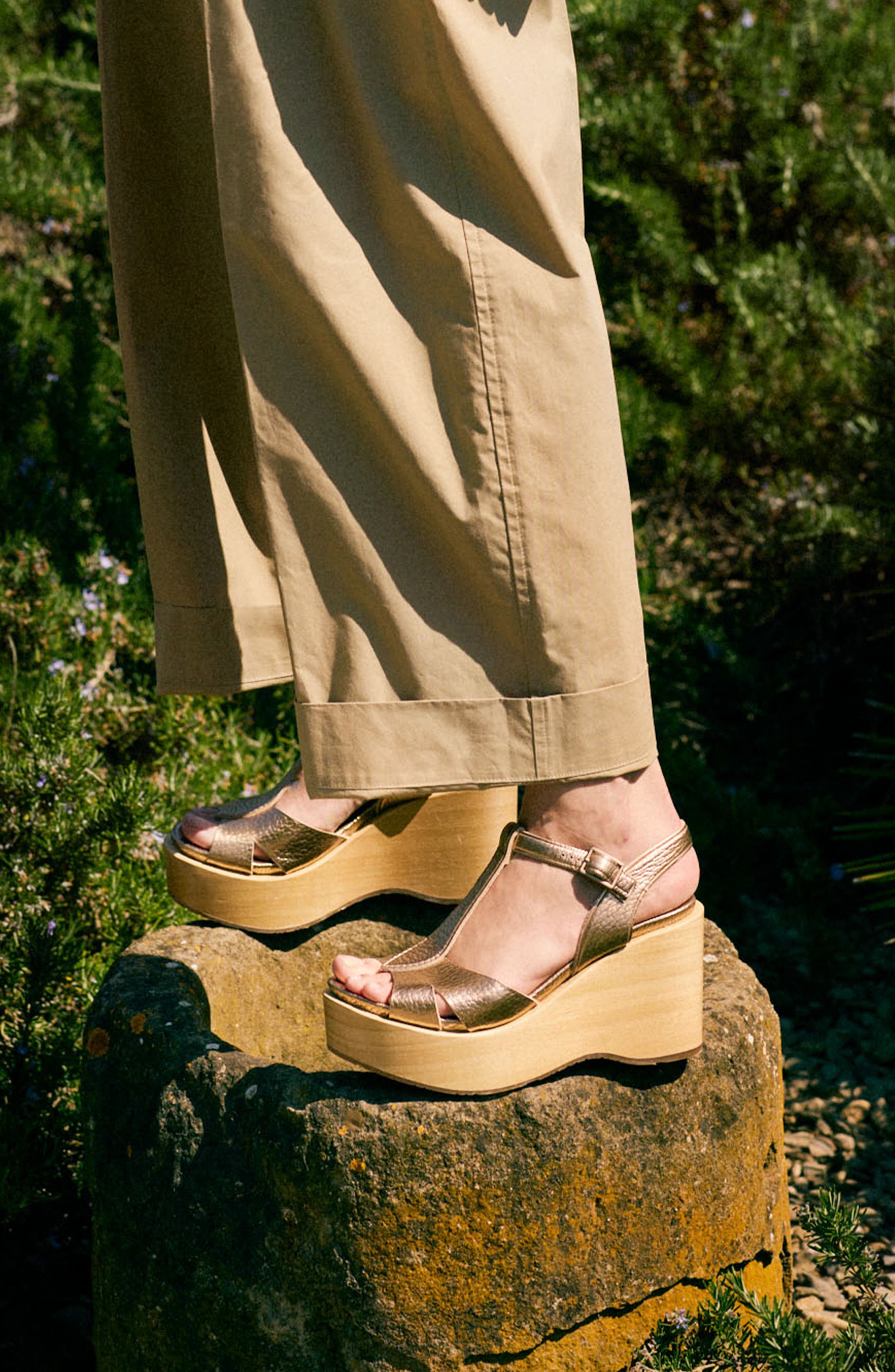 Pedro Garcia Domiel Platform Wedge Sandal, Alternate, color, Cava Cervo Lame