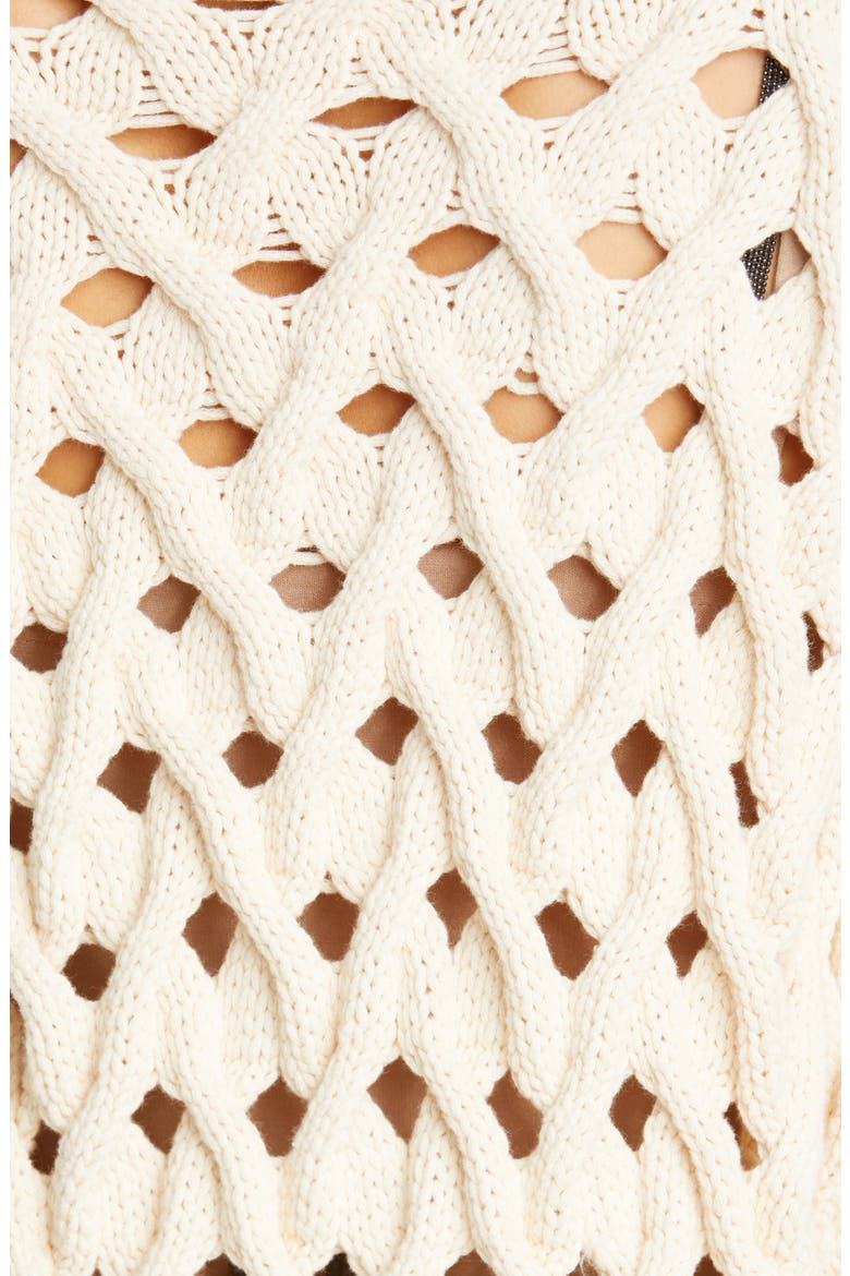 Cable Cotton & Nylon Sweater, Alternate, color, LATTE