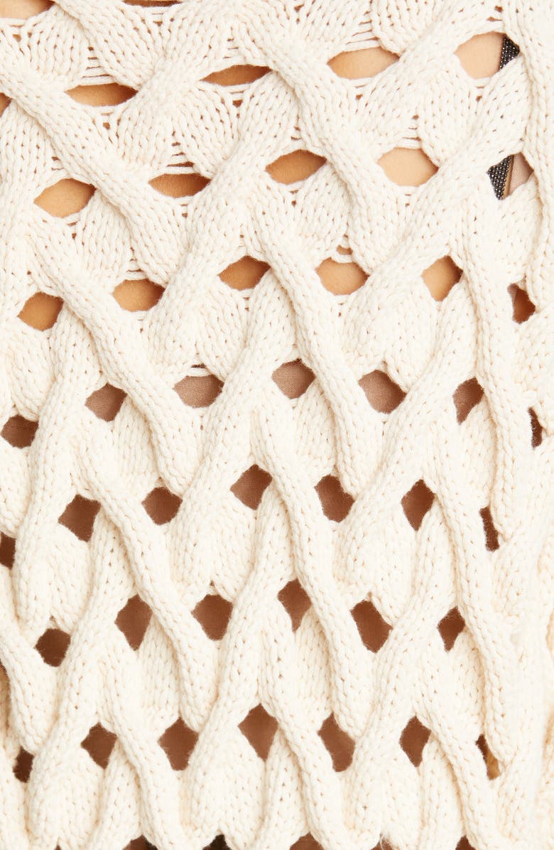 Brunello Cucinelli Cable Cotton & Nylon Sweater, Alternate, color,