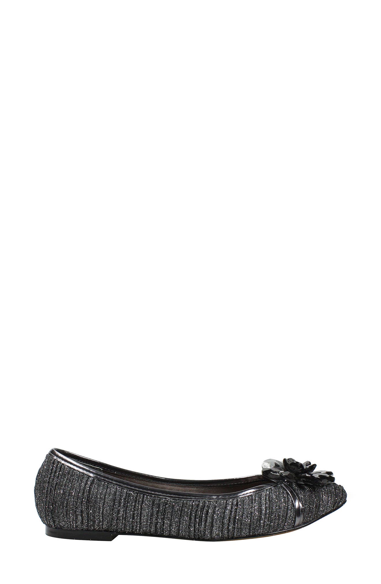 J. Reneé Panyin Crystal Flower Metallic Skimmer Flat, Alternate, color, 