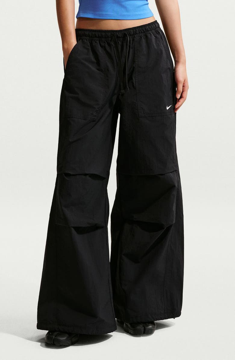 Nike Sportswear Loose Mid Rise Structured Pants, Main, color, Black/ Sail