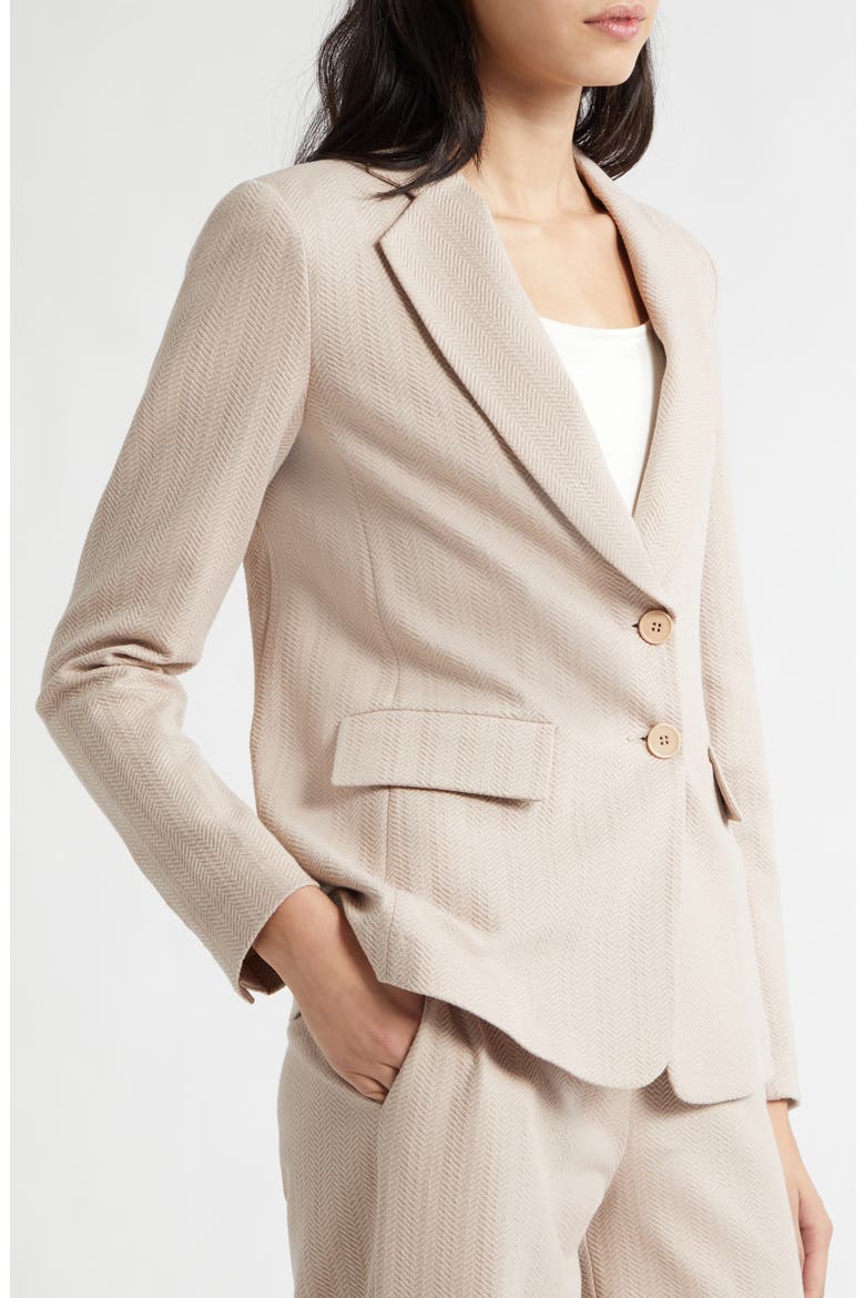 Chevron Stretch Cotton Blend Jersey Jacket, Alternate, color, TAN