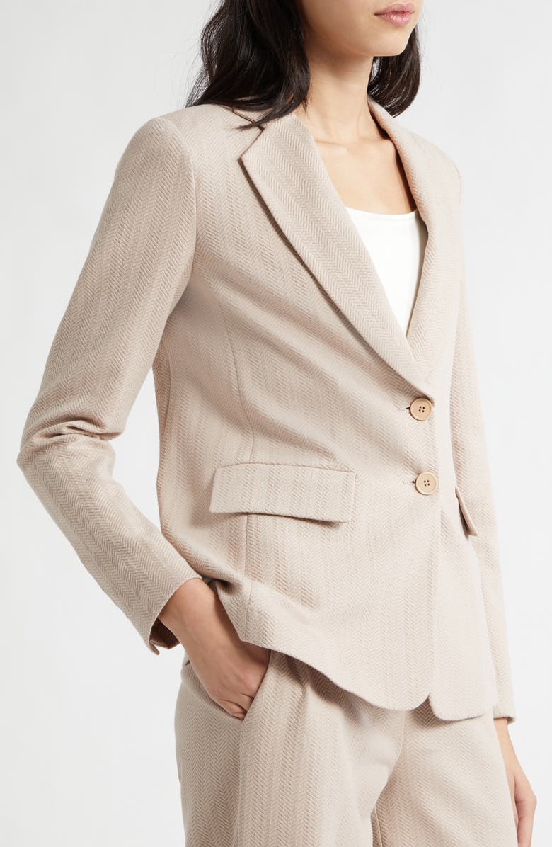 Emporio Armani Chevron Stretch Cotton Blend Jersey Jacket, Alternate, color, Tan