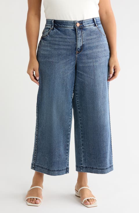 Gracie Skyrise Double Side Seam Wide Leg Jeans (Plus Size)