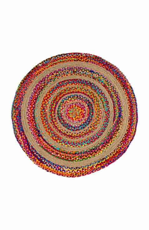 Isla Round Boho Braided Rag 
Jute Round Area Rug