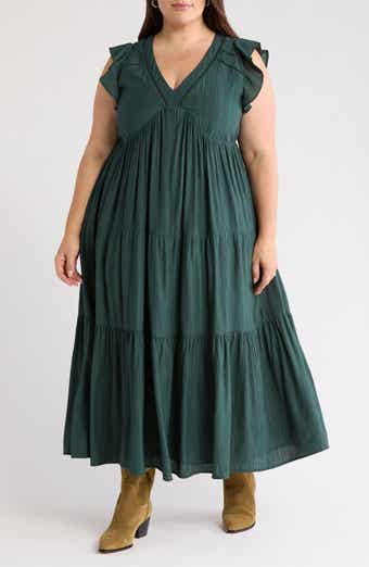 Treasure & Bond Crinkle Finish Flutter Sleeve Maxi Dress