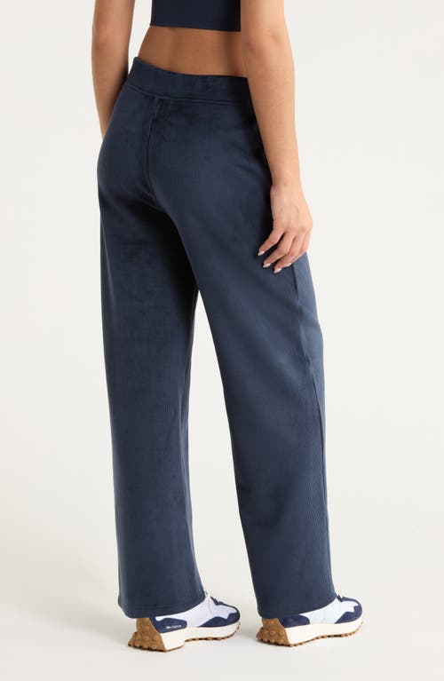 Zella Wide Leg Rib Velour Pants In Blue