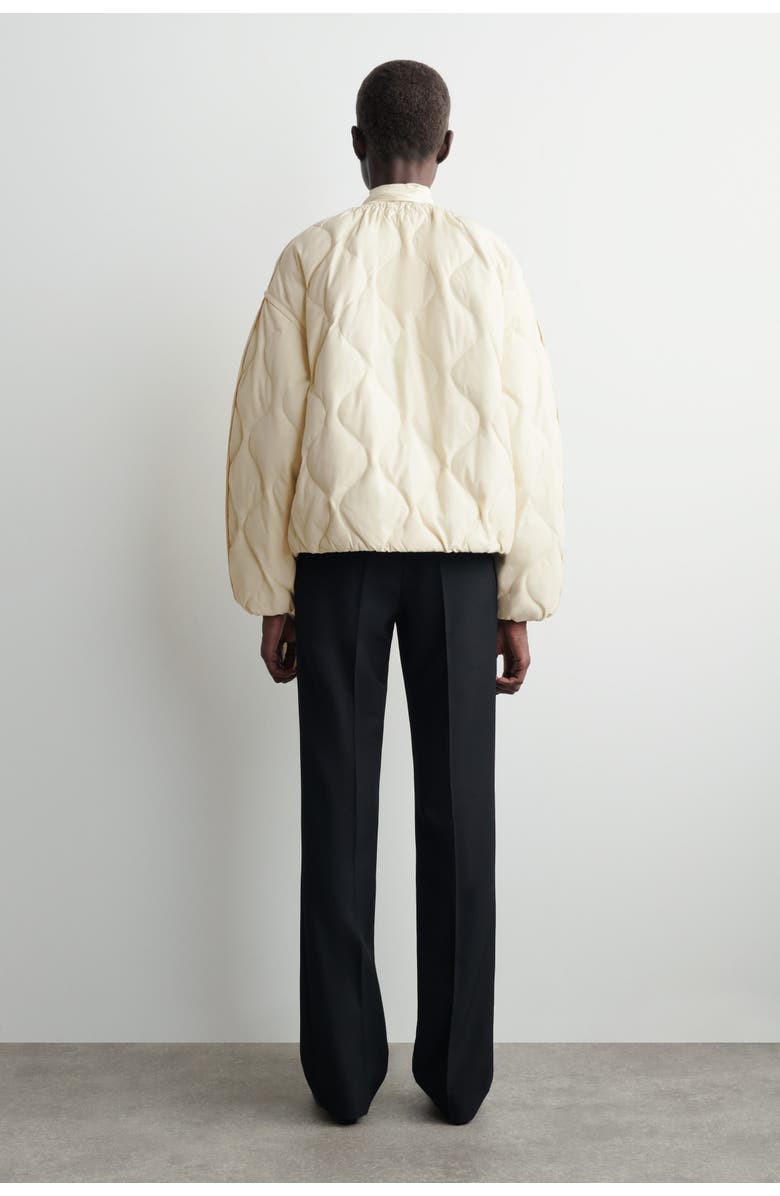 COS Gathered Quilted Down Jacket, Alternate, color, Ecru