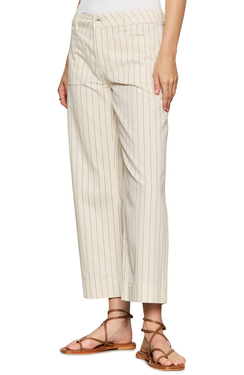 Sanctuary The Marine Stripe Crop Wide Leg Jeans, Alternate, color, Bleached White Pinstripe
