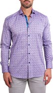 Maceoo Einstein Ascension0057 Purple Patterned Cotton Button-Up Shirt