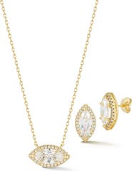 GLAZE JEWELRY Marquise Cubic Zirconia Pendant Necklace & Earrings Set