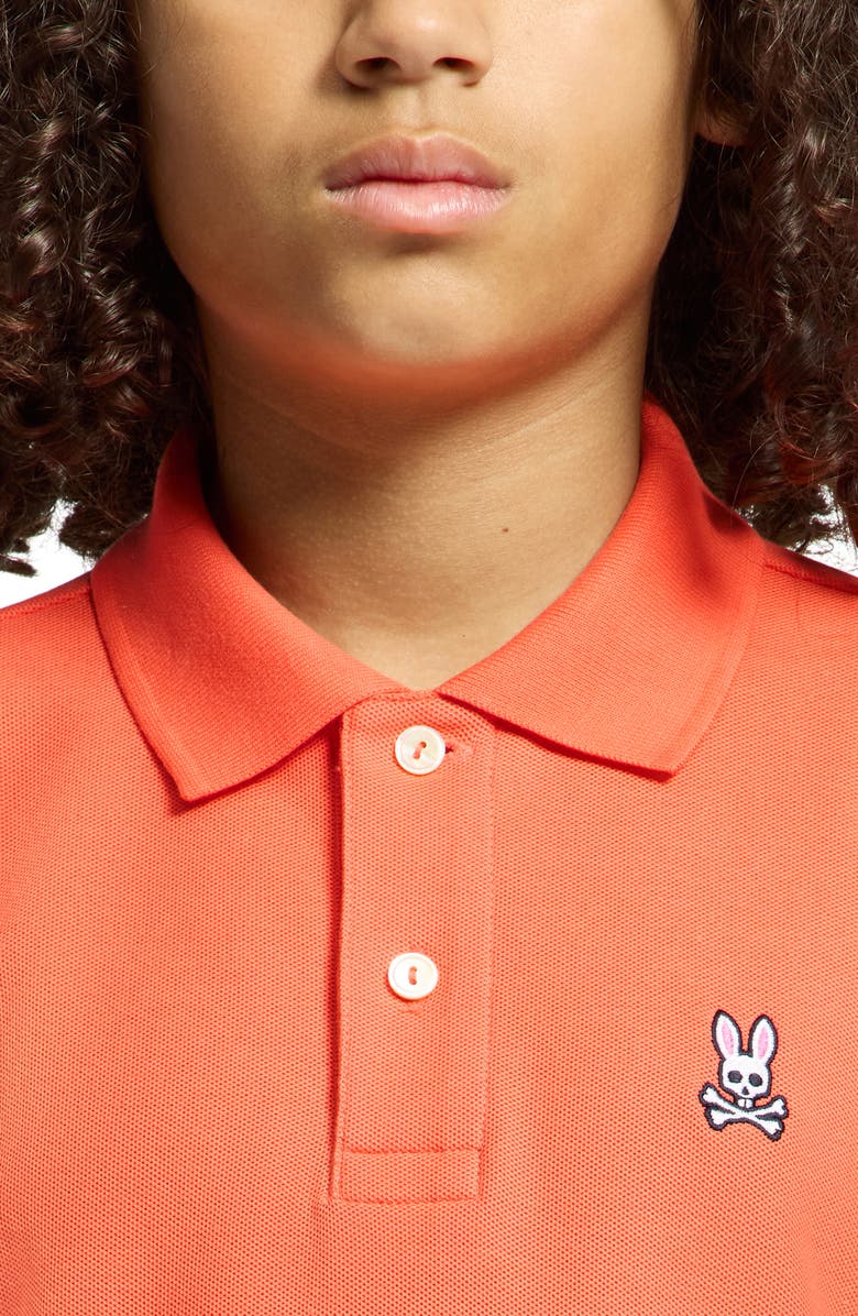 Psycho Bunny Kids' Cotton Piqué Polo, Alternate, color, Hot Coral