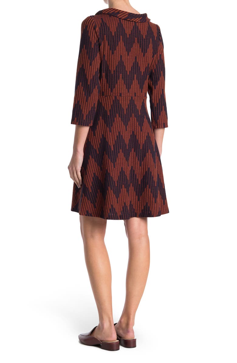 PAPILLON Quarter Sleeve Chevron Striped Sweater Dress, Alternate, color, 