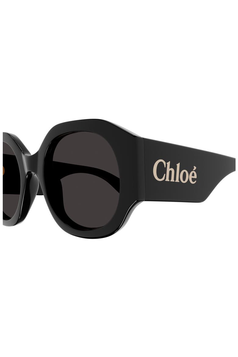 53mm Round Sunglasses, Alternate, color, BLACK