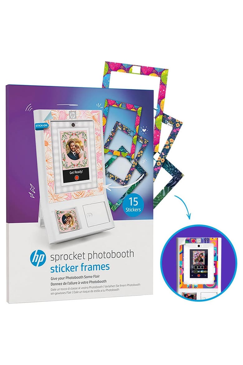 Decorative Stickers Frames, Custom Adhesive Frame Stickers Only for the HP Sprocket Photobooth, Alternate, color, White