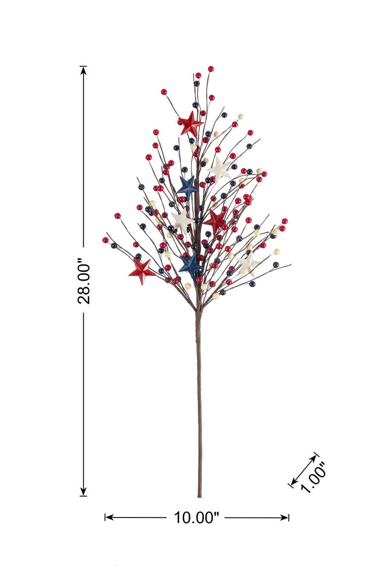 Glitzhome Set of 2 28"H Patriotic Americana Stars & Berry Picks, Alternate, color, Blue