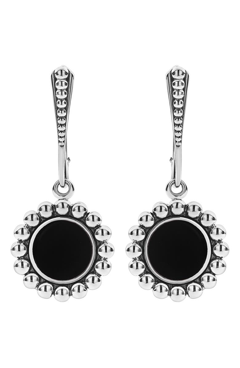 LAGOS Maya Circle Drop Earrings, Main, color, Silver/ Onyx