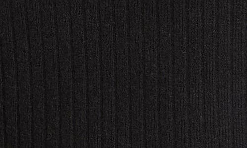 Vince Cozy Rib High V-neck Top In Black