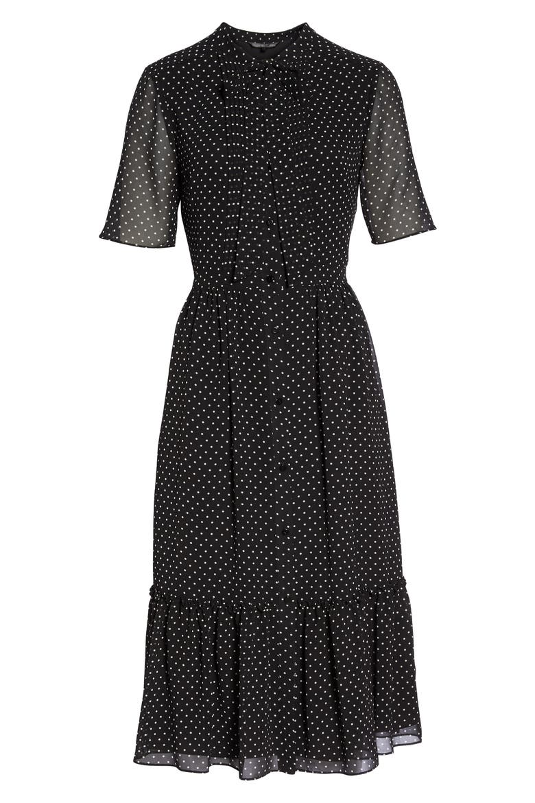 Poppy Polka Dot Chiffon Shirtdress, Alternate, color, BLACK POLKA DOT