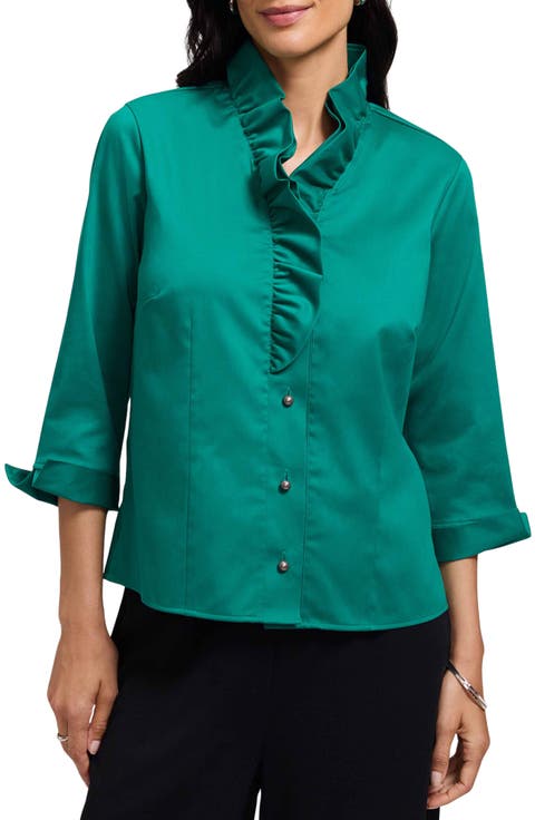 Edith Ruffle Button-Up Shirt