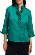 Foxcroft Edith Ruffle Button-Up Shirt